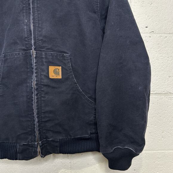 Y2K Carhartt Hooded Sandstone Active Jacket “Midnight Blue” - Picture 3 of 9